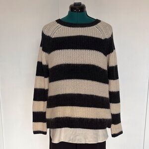 Ann Taylor Grey and Cream Striped Sweater